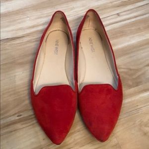 Nine West brand new red suede flats. Worn twice!